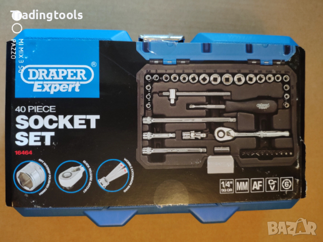 DRAPER EXPERT гедоре /гидория 1/4 40части MM / AF вложки камъни комплект, снимка 5 - Гедорета - 52855947