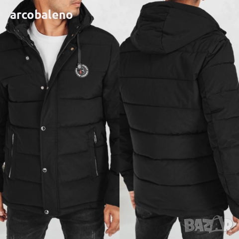 Мъжко зимно ватирано яке с качулка, 4цвята , снимка 4 - Якета - 52305551
