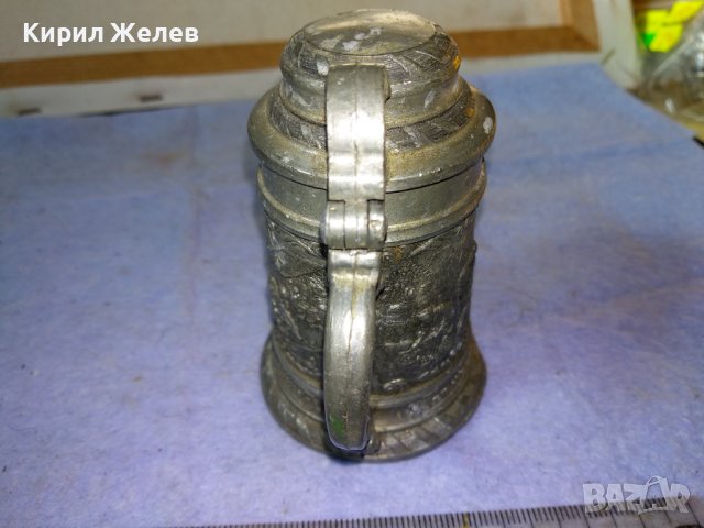 Стара РЯДКА БОГАТО ОРНАМЕНТИРАНА НЕМСКА КОЛЕКЦИОНЕРСКА ЦИНКОВА МИНИ ХАЛБА За БИРА с МАРКИРОВКА 42671, снимка 12 - Колекции - 43949414