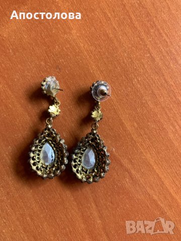 Дамско обици с червен камък, снимка 2 - Обеци - 37813221