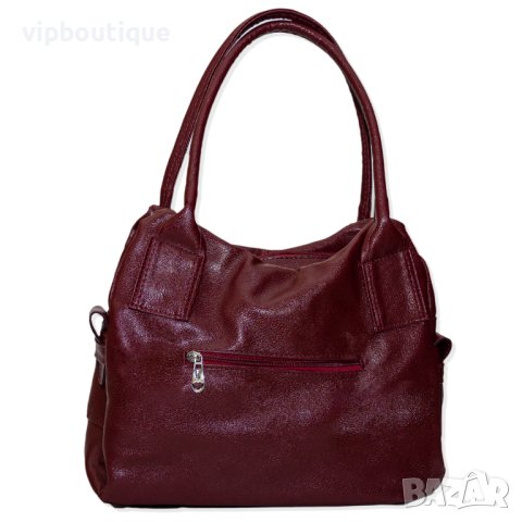 Бордо кожена дамска чанта, снимка 2 - Чанти - 40394416