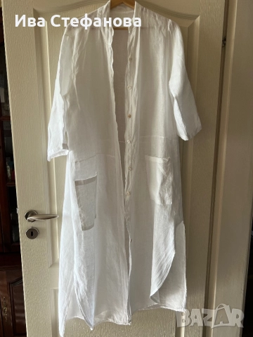 нова универсален one size размер елегантна луксозна бяла наметка лен ленена , снимка 4 - Туники - 50930746