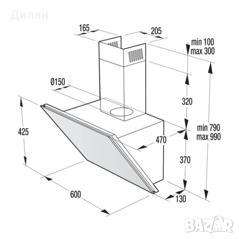 Gorenje Ora Ito – 60см дизайнерски аспиратор, черен, снимка 5 - Абсорбатори - 52178681