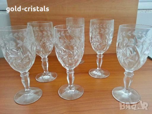  кристални чаши за вино , снимка 1 - Антикварни и старинни предмети - 28429063