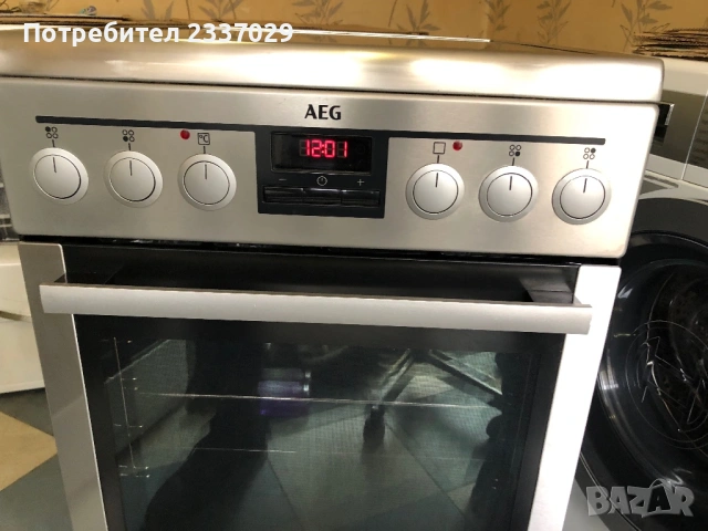 Кер.готварска печка:АЕГ-50см-1год гаранция,инокс+черно,дисплей,пуш бутони,нов мострен модел,клас:А++
