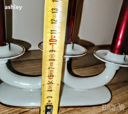 Немски прекрасен порцеланов свещник за три свещи, снимка 4 - Колекции - 43127817