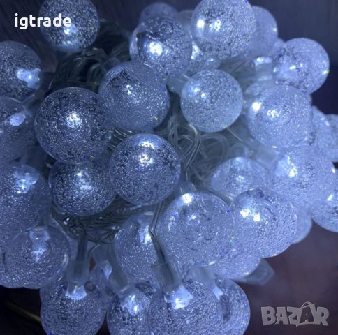 10м 80бр. LED сфери - на батерии - декорация - осветление лента, снимка 2 - Декорация за дома - 39285838