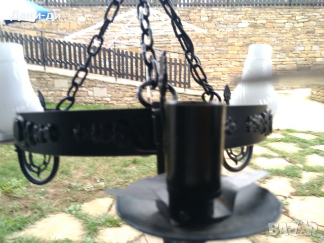 Ретро полилей абажур ковано желязо , снимка 6 - Лампи за таван - 42960541