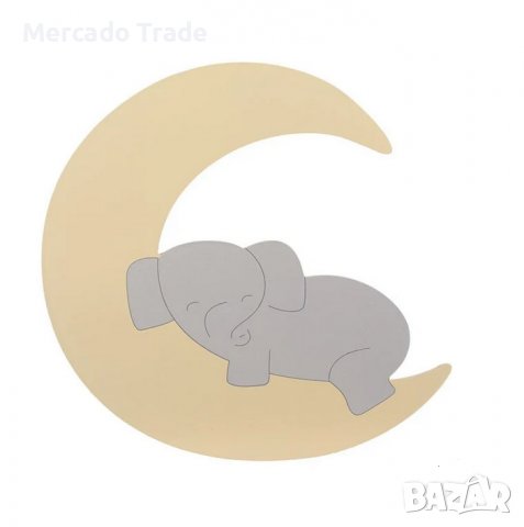 Детска нощна лампа Mercado Trade, Луна и слон