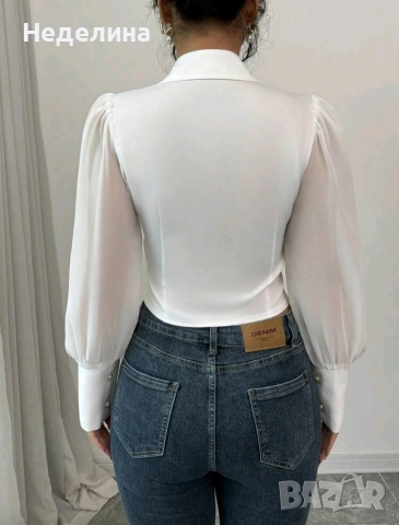 Бяла риза с широки ръкави, снимка 2 - Ризи - 52683718