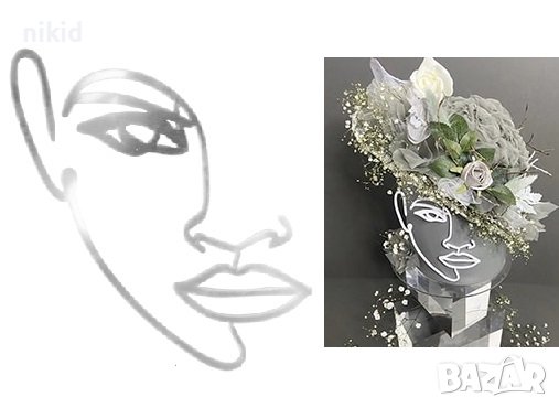 6 вид Абстрактно половин дамско лице контур черен бял топер украса декор торта