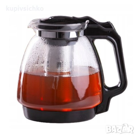 Стъклена кана с метален филтър за запарка на чай, снимка 2 - Аксесоари за кухня - 44045581