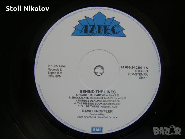  David Knopfler - Behind The Lines ,EMI – 1A 068 24 0397 1, снимка 3 - Грамофонни плочи - 35487046
