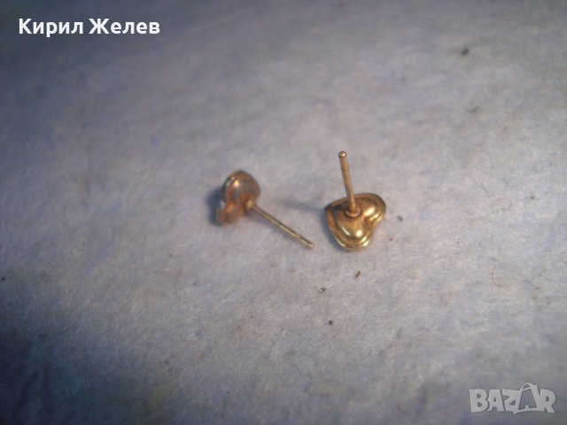 СТАРИ ПОЗЛАТЕНИ СЪРЦЕВИДНИ ОБЕЦИ от БЛАГОРОДНА СТОМАНА с КРИСТАЛЧЕТА и ЕМАЙЛ 27655, снимка 3 - Обеци - 37635838