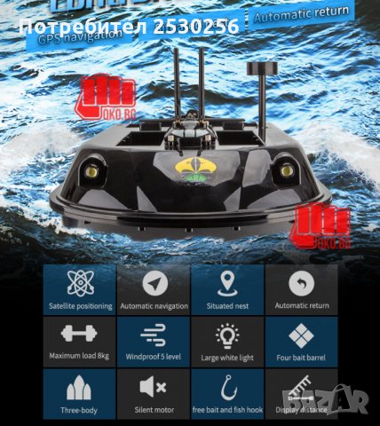 НОВА С гаранция Лодка тримаран до 10кг  захранка GPS 9точков + автопилот