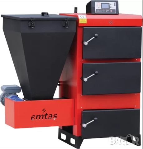 Пелетен котел Emtas 35 kW комбиниран на въглища,костилки,черупки и др, снимка 2 - Камини - 52991589