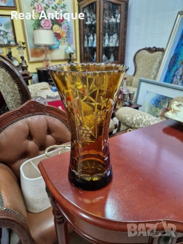 Прекрасна антикварна колекционерска кристална ваза Бохемия Bochemia , снимка 6 - Вази - 50821426