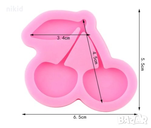 Череши плосък силиконов молд форма фондан смола шоколад гипс, снимка 2 - Форми - 32317962
