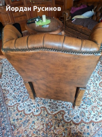 Оригинално Chesterfield кожено кресло релакс честърфийлд, снимка 3 - Дивани и мека мебел - 52546092
