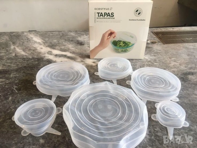 Комплект от 6 броя силиконови капаци за храна