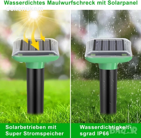 Соларен ултразвуков уред против къртици и гризачи – комплект 4 бр., снимка 4 - Друга електроника - 53030232