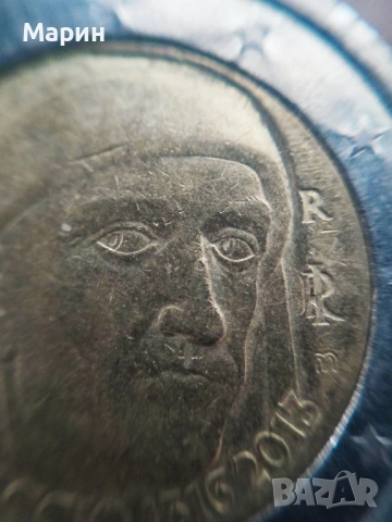 Рядка монета  от 2 евро „Бокачо“,  2013 г.  с грешки при сеченето. , снимка 4 - Нумизматика и бонистика - 53301346