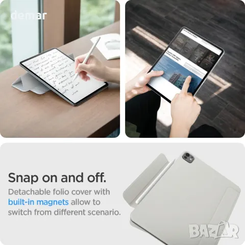 Калъф Spigen AirSkin Folio за iPad Pro 13 инча M4 (2024) 7-мо поколение - сив, снимка 3 - Таблети - 47447957