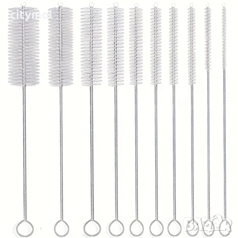 Комплект от 10 четки за почистване, 21 см, найлон/неръждаема стомана