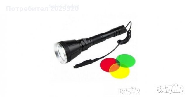 Мощен фенер за лов BL-Q2888, 3 филтъра, Опция монтаж върху оръжие 