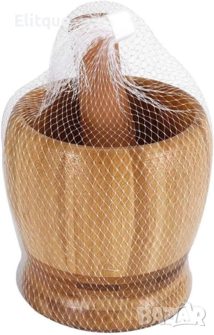 Бамбуково хаванче с чукало за чесън и подправки, 10х10 см / Външен размер 10х10 вътрешен отвор 6.5см, снимка 2 - Други стоки за дома - 52902037