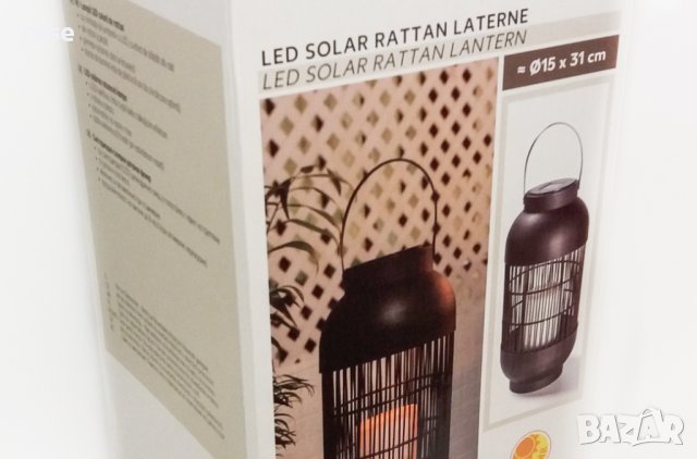 НОВ! Led ратанов соларен фенер , снимка 4 - Градински мебели, декорация  - 37547566