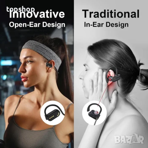 MeloAudio Open Ear слушалки Bluetooth за бягане шумопотискащ микрофон костна проводимост, снимка 5 - Bluetooth слушалки - 50511307