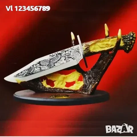 Огромен гравиран ловен нож 23 х 38см (елен)