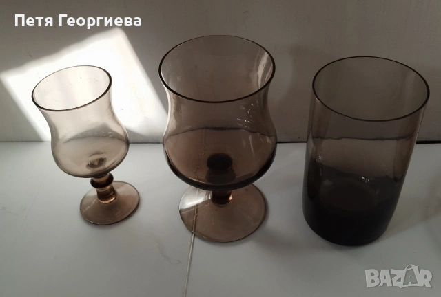 Сервиз чаши от опушено стъкло - 35 броя