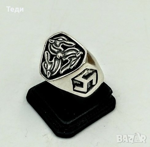 Сребърен пръстен с Трискелион/ Трискел, снимка 3 - Пръстени - 38818421