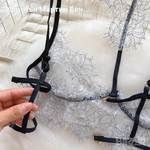 Комплект Двуцветен дантелен нежен на допир /м. л, снимка 4 - Корсети, бюстиета, топове - 43394817