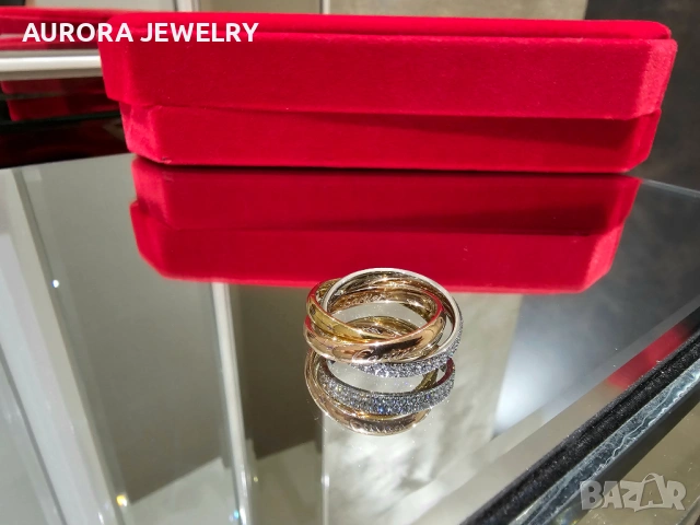 CARTIER Trinity Half Paved Classic Унисекс (Мъжки / Дамски) Пръстен, снимка 3 - Пръстени - 53170034