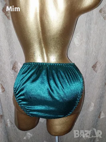  XL Сатенена бикина в маслено зелено, снимка 4 - Бельо - 48735496