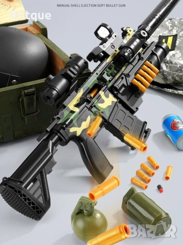 Детска играчка пушка автомат с меки патрони и допълнителни екстри, снимка 6 - Други - 52820963