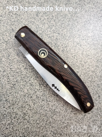 Сгъваем нож ръчно изработен + ПОДАРЪК кания, снимка 3 - Ножове - 53273532