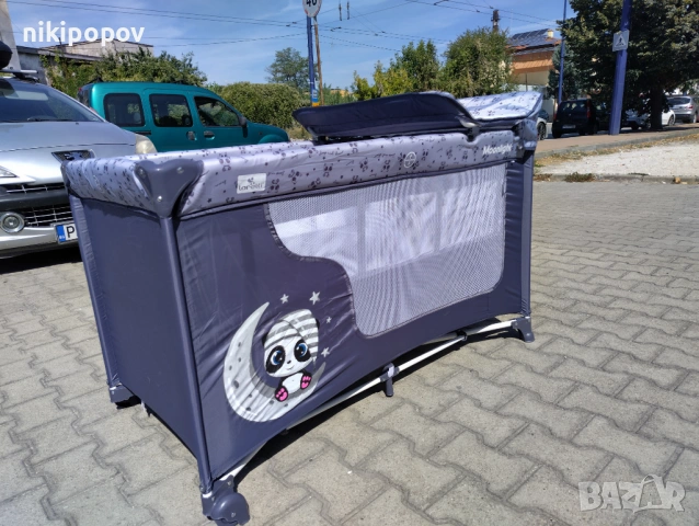LORELLI Детска кошара на 2 нива с повивалник MOONLIGHT сив, снимка 7 - Кошарки - 53565246