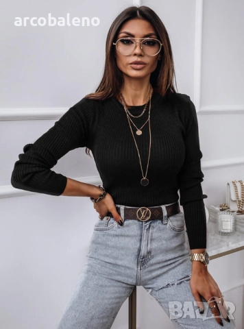 Дамски втален оребрен пуловер ISSABELI, 5цвята , снимка 6 - Блузи с дълъг ръкав и пуловери - 52579081