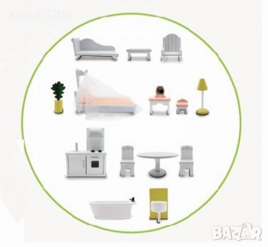 ДЪРВЕНА КЪЩА ЗА КУКЛИ С ОБЗАВЕЖДАНЕ CINDАRELLA, снимка 3 - Кукли - 38547465