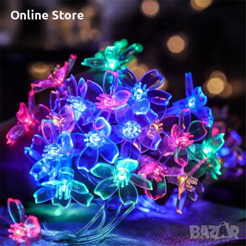 Многоцветни коледни LED лампички с цветя с щепсел, снимка 4 - Декорация за дома - 42964570