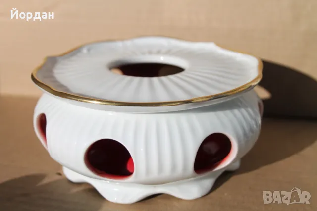 Немски ръчно изработен порцеланов свещник ''KPM Bavaria'', снимка 3 - Антикварни и старинни предмети - 47580993