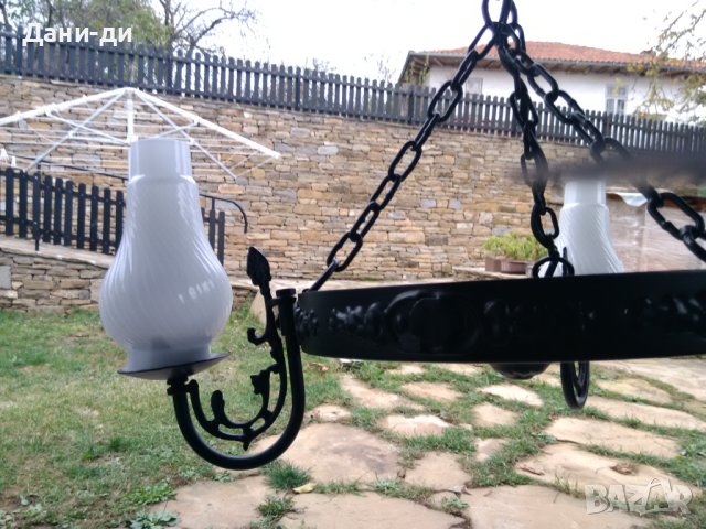 Ретро полилей абажур ковано желязо , снимка 3 - Лампи за таван - 42960541