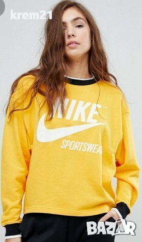 Nike Sportswear дамска жълта блуза овърсайз номер л м, снимка 2 - Блузи с дълъг ръкав и пуловери - 39571444