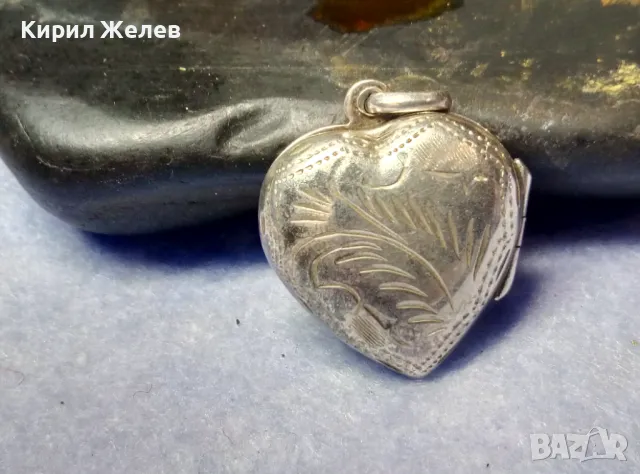 АрНУВО РЪЧНО ФЛОРАЛНО ОРНАМЕНТИРАН СРЕБЪРЕН МЕДАЛЬОН СЪРЧИЦЕ РАМКА За СНИМКИ СРЕБРО 925 АНГЛИЯ 30376, снимка 11 - Антикварни и старинни предмети - 50340807