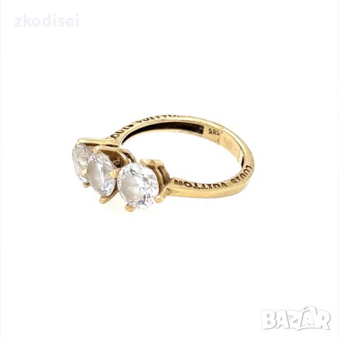 Златен дамски пръстен 3,41гр. размер:54 14кр. проба:585 модел:21630-5, снимка 2 - Пръстени - 43944925
