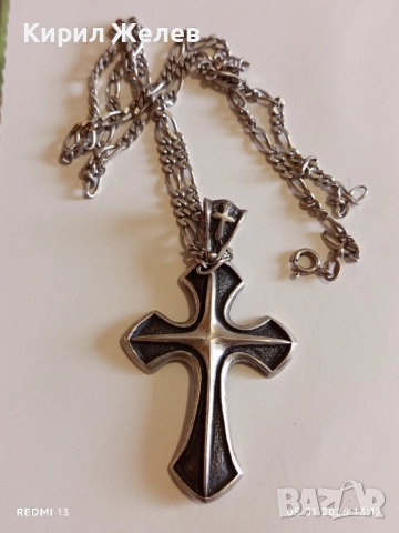 Сребърно колие с висулка кръст символ на духовна сила и закрила перфектно 18702, снимка 5 - Колиета, медальони, синджири - 52987066
